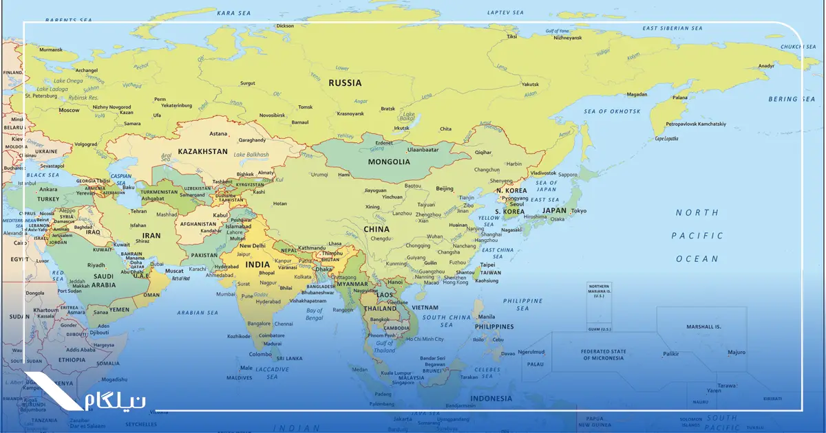 نقشه قاره آسیا